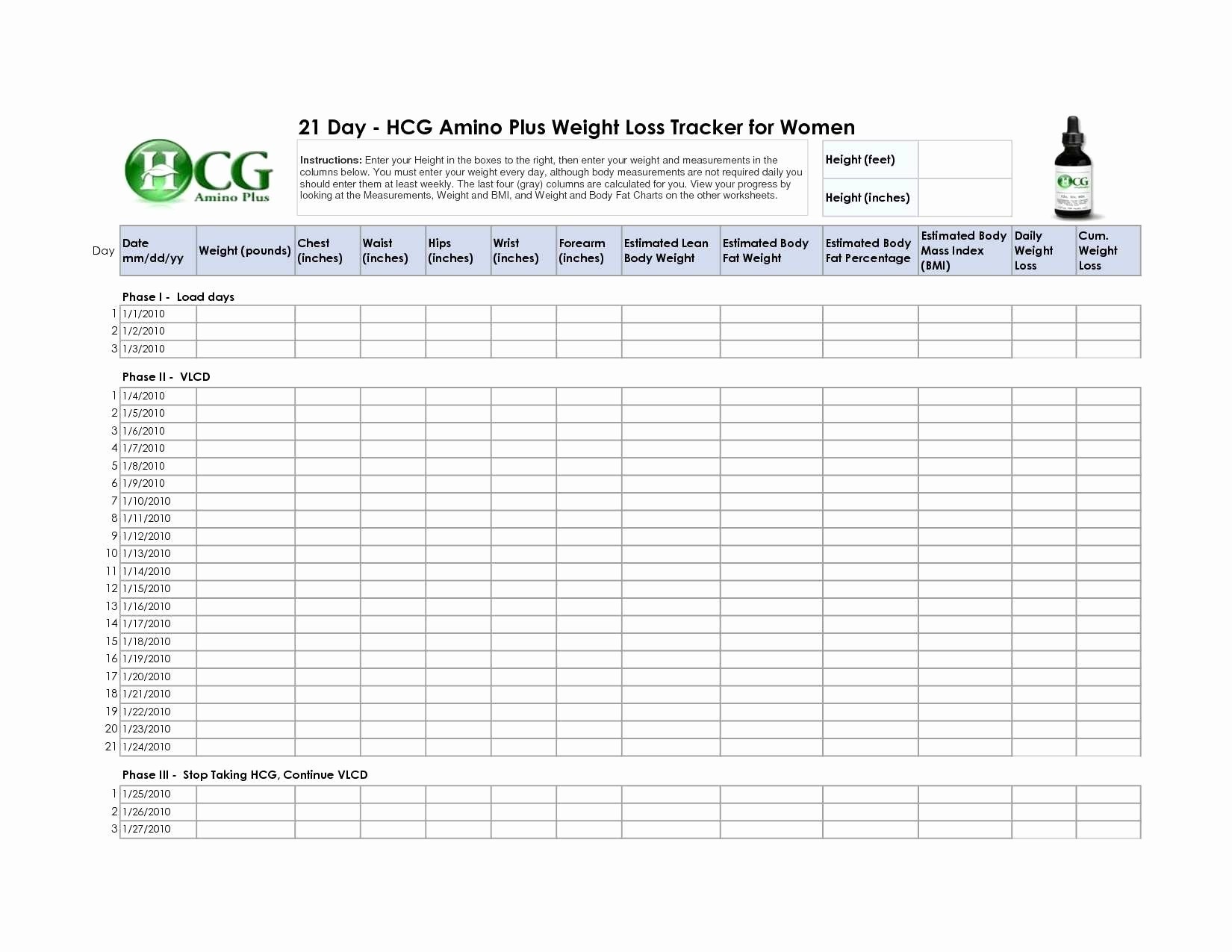 Body Measurement Tracking Chart Awesome Hcg Diet Tracker Spreadsheet Document
