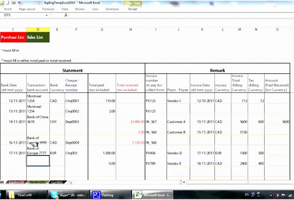 Bookkeeping Spreadsheet Using Microsoft Excel Unique Document