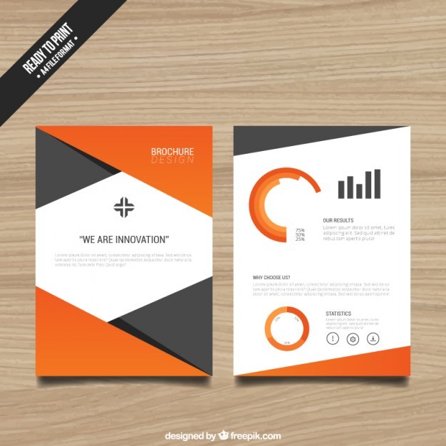 Brochure Template With Orange Elements Vector Free Download Document One Page