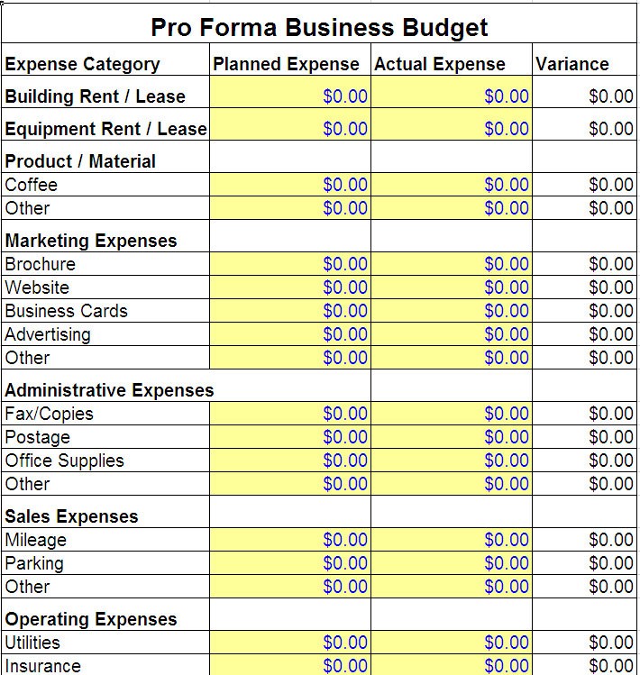 Budget Template Small Business Pro Forma WmAElr Stunning