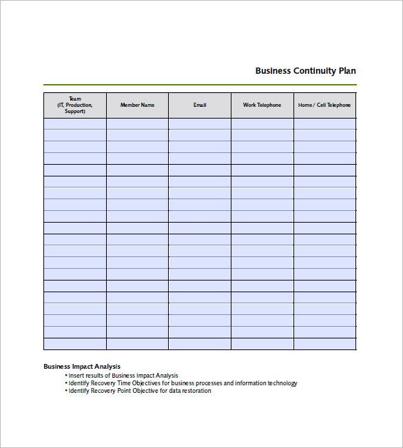 Business Continuity Plan Template 12 Free Word Excel PDF Format Document Contingency