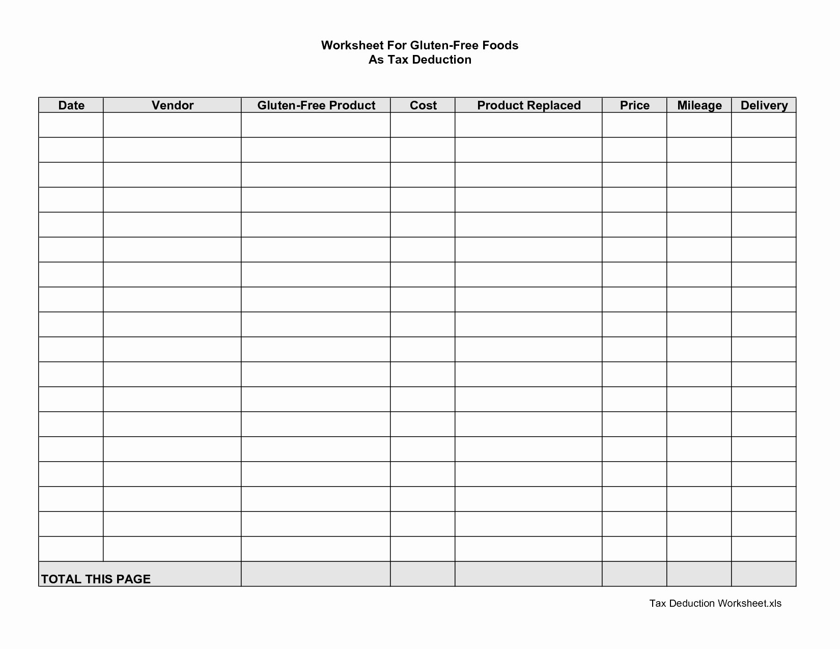 Business Itemized Deductions Worksheet Inspirational Document Small