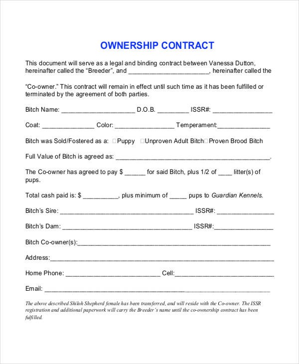 Business Ownership Agreement Template Transfer Of Document Contract