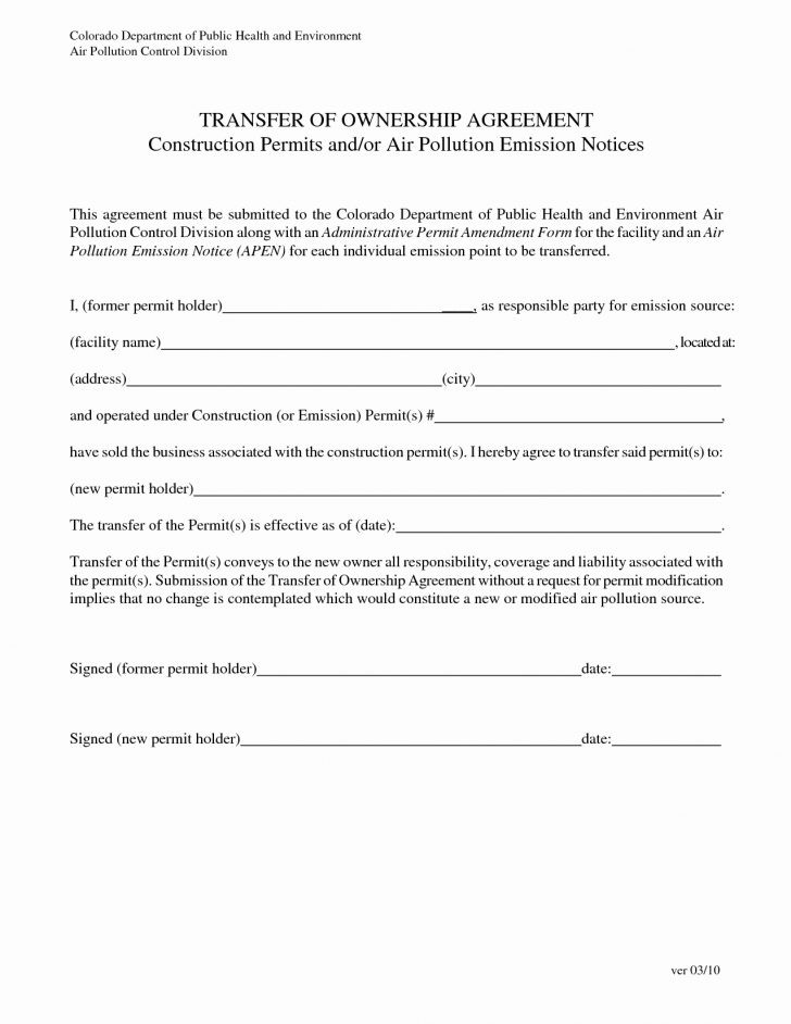 Business Ownership Contract Awesome Transfer Document