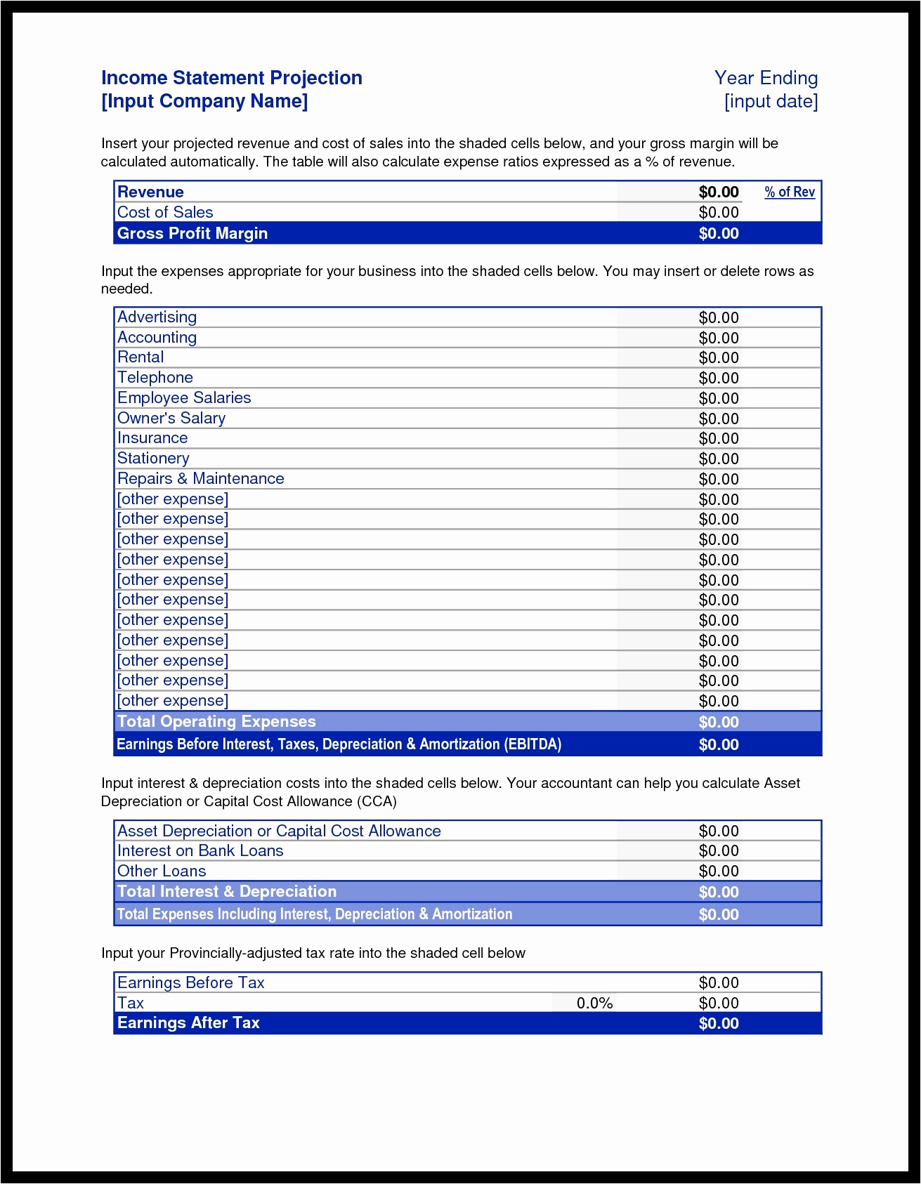 Business Plan Financial Projections Template New Document
