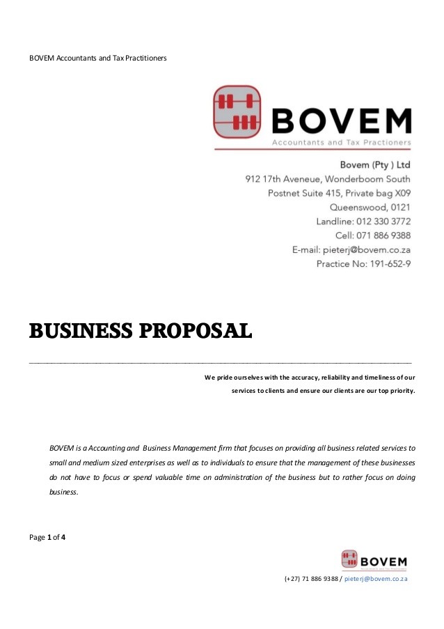 Business Proposal Accounting Document