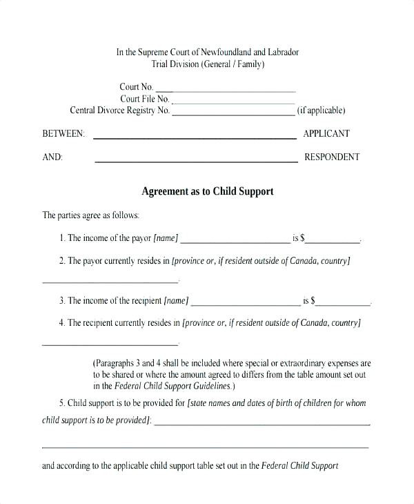 Child Support Agreement Form Template Navyaadance Com