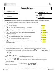 Choose To Save Page 20 2 4 1 A3 ChoosetoSave Document Take Charge Today Worksheet Answers