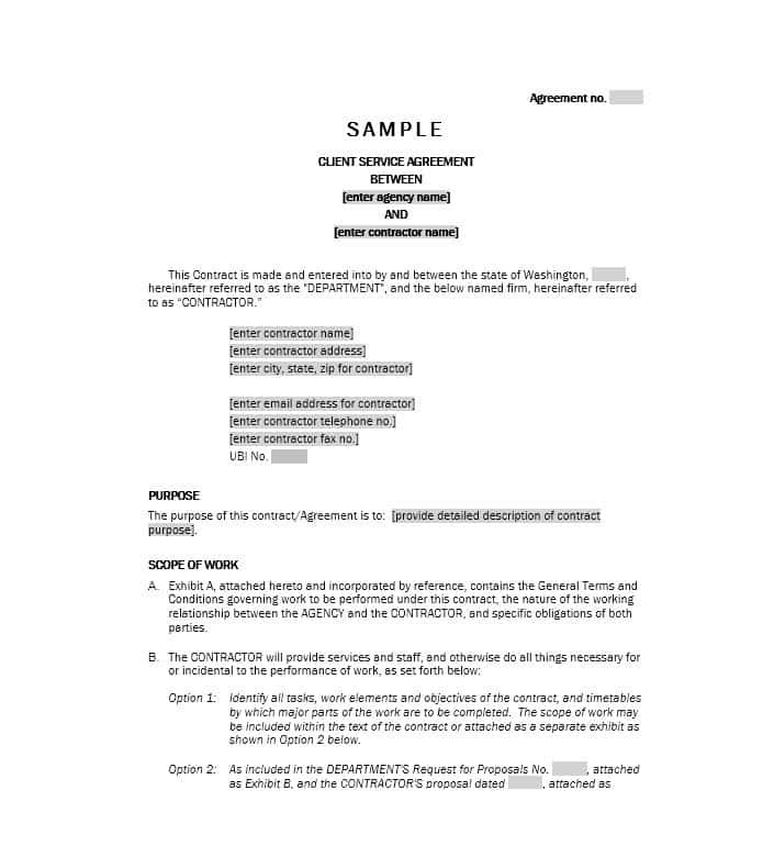 Client Service Contract Template 50 Professional Agreement Document