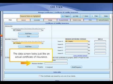 COI Certificate Of Insurance Track YouTube Document Tracking Spreadsheet
