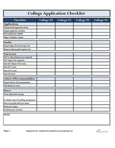 College Application Checklist Great Advice Document