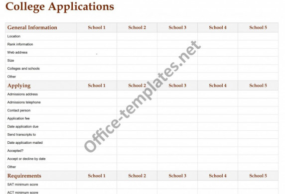 College Application Checklist Template Document Excel