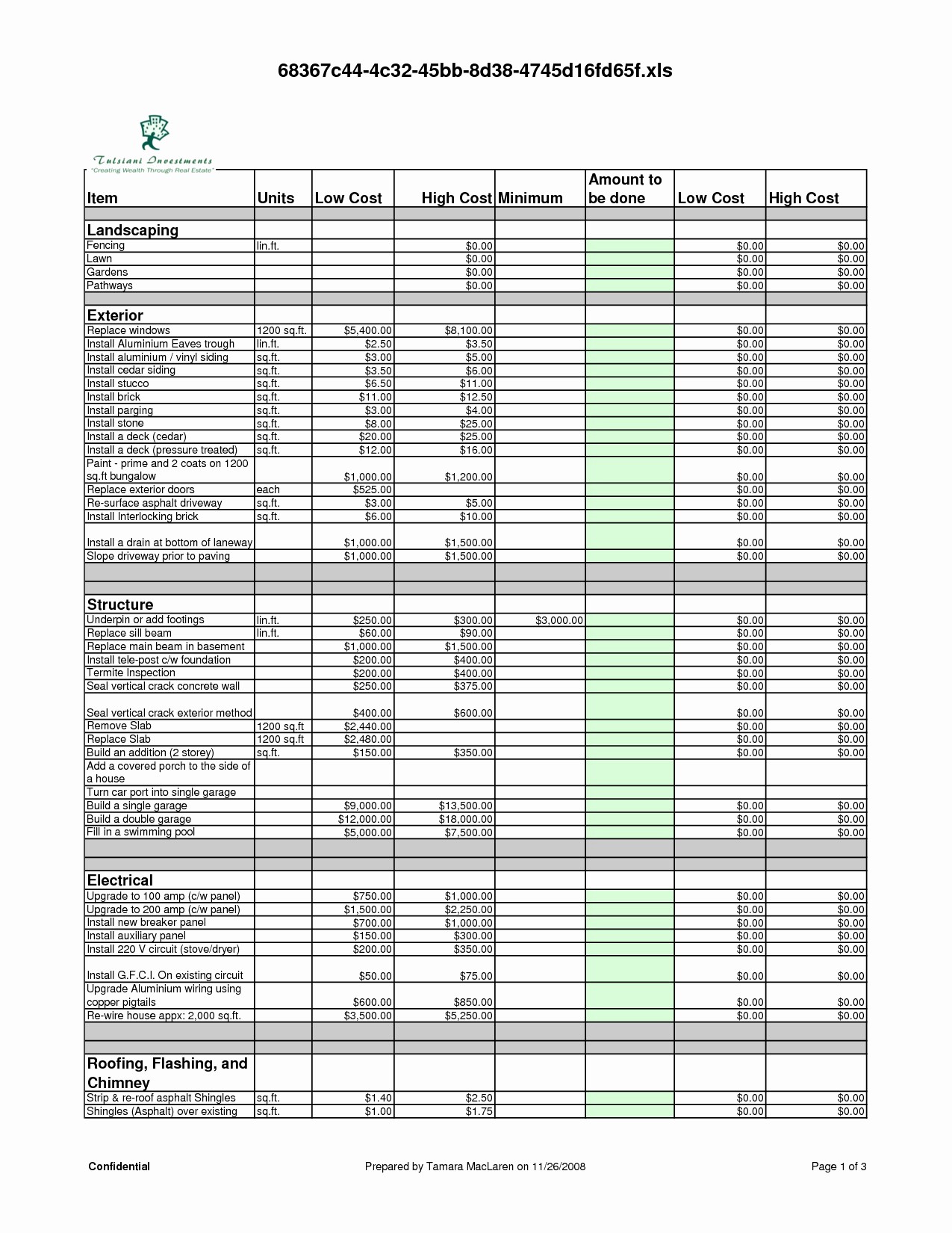 Construction Cost Breakdown Template Awesome Home Building Document