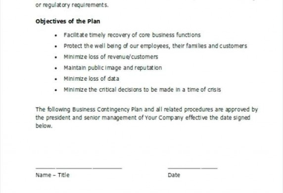 Contingency Plan Template Trituradora Co Document For Business Example