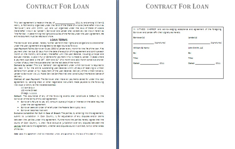 Contract For Borrowing Money Career Education Document From Family