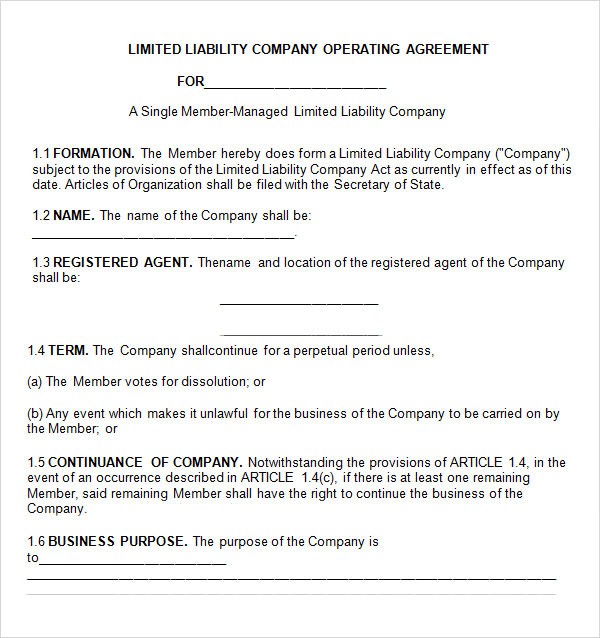 Corporation Operating Agreement Lofts At Cherokee Studios Document For Template