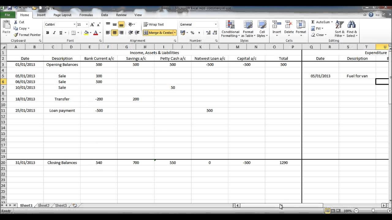 Create A Bookkeeping Spreadsheet Using Microsoft Excel Part 3 Document