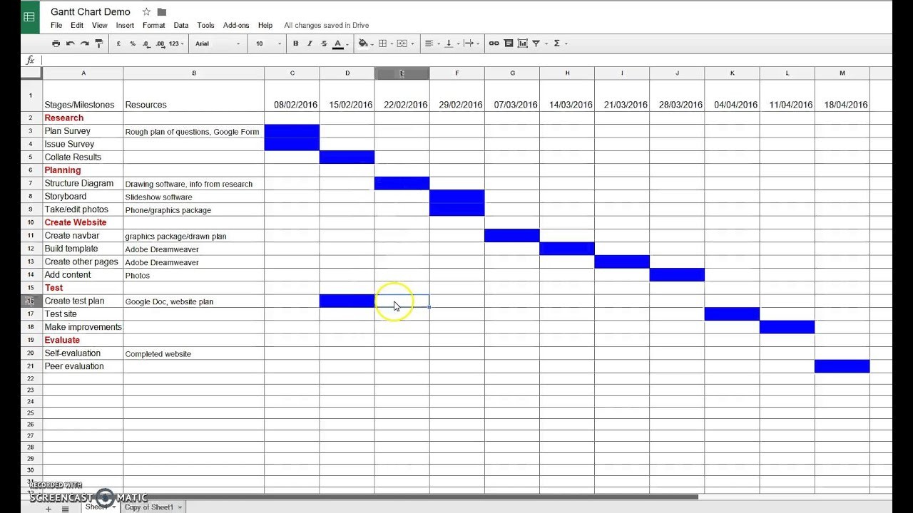 Creating A Gantt Chart In Google Sheets YouTube Document Free