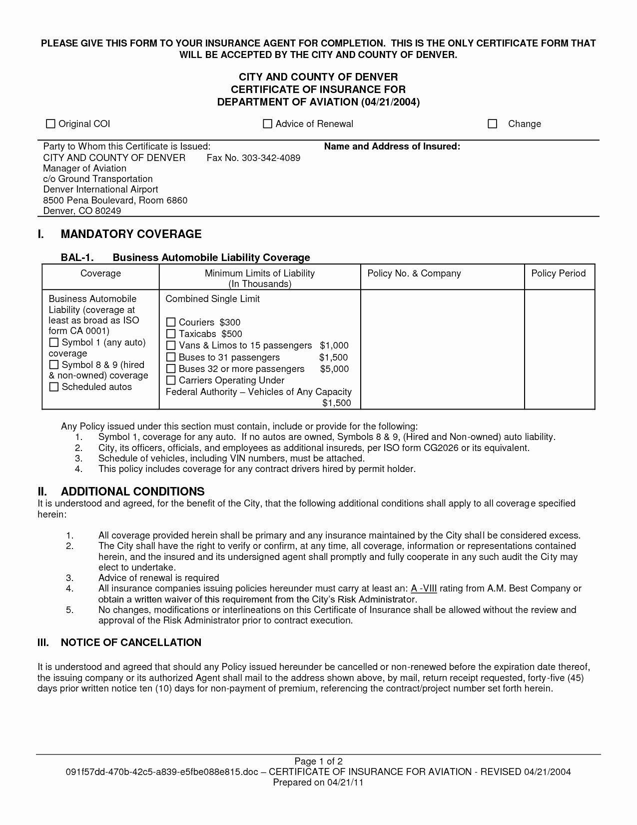 Declaration Page Progressive Unique Auto Insurance Document Car Renewal