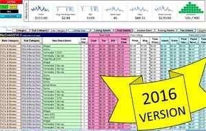 Details About MyCost2016 Ebay Profit Track Sales Inventory Spreadsheet For 2016 Excel Document