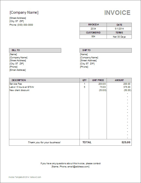 Download A Free Billing Invoice Template For Excel Designed Document Sample Accounting Services