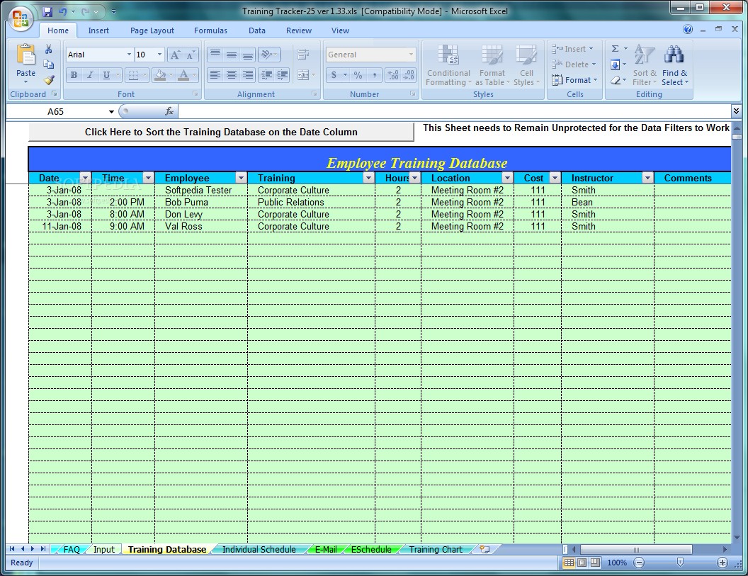 Download Employee Training Tracker 1 33 Document Excel