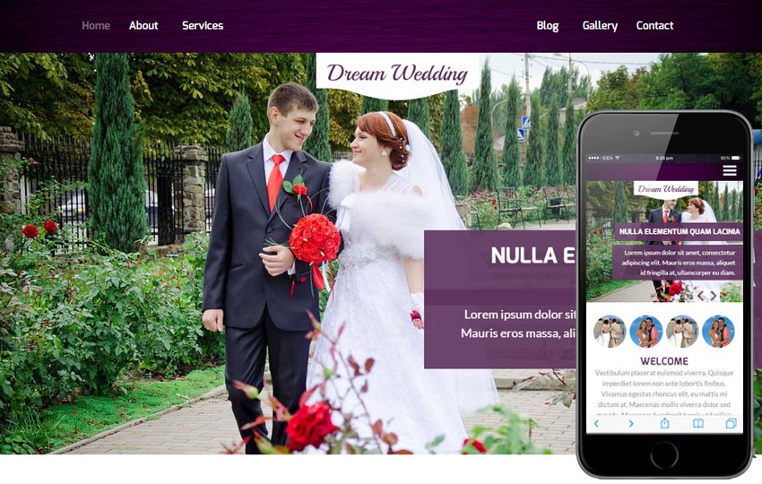 Dream Wedding A Planner Flat Bootstrap Responsive Web Document Website Template Free Download