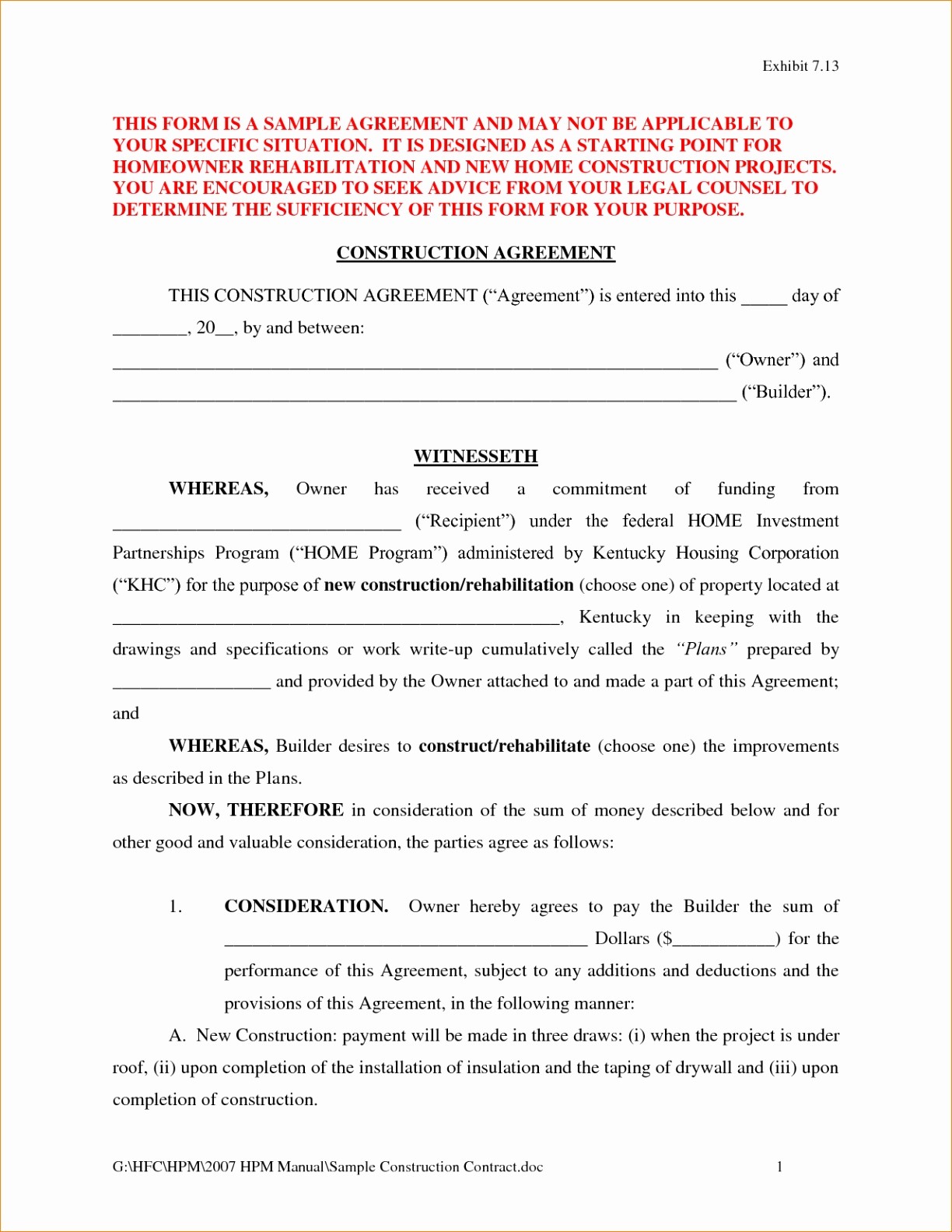 Drywall Contract Template Best Of Exelent Construction Document