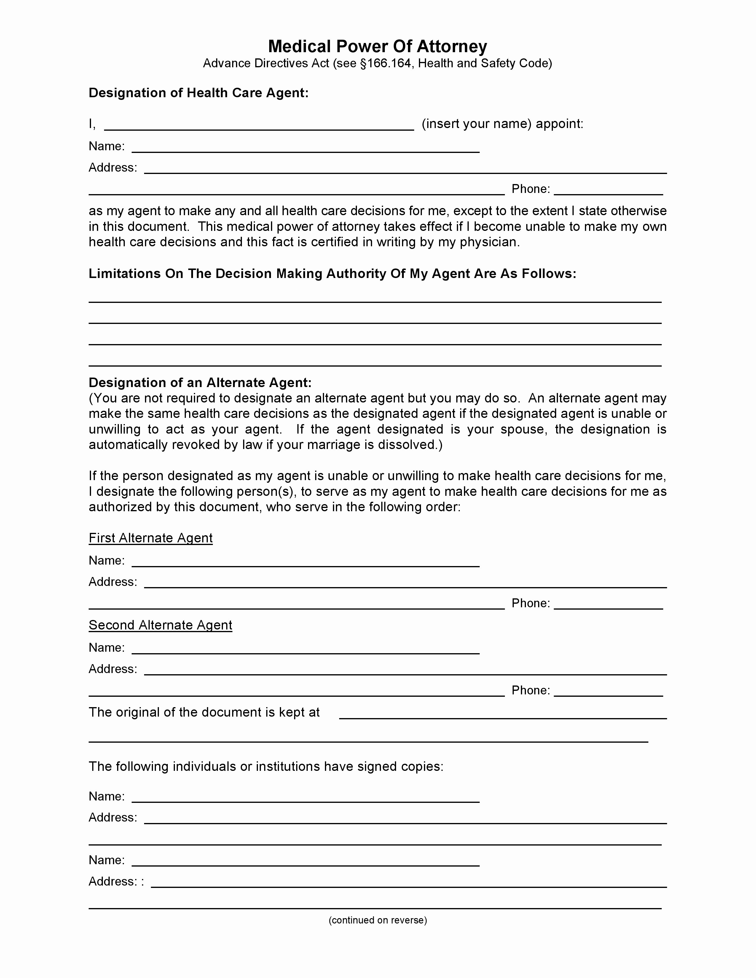 Durable Medical Power Of Attorney Form Florida Inspirational Document Health Care Forms