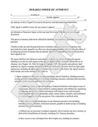 Durable Power Of Attorney Simple POA Form Rocket Lawyer Document Template