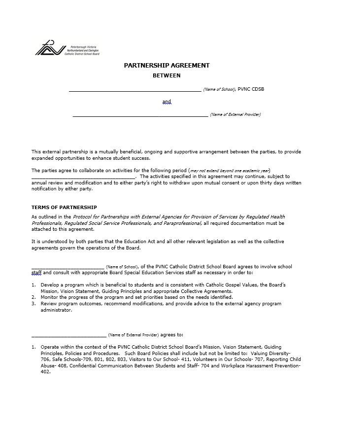 Educational Partnership Agreement Template 40 Free Document