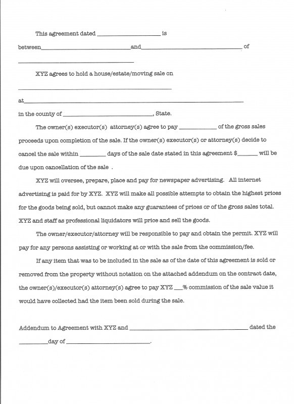 Estate Sale Contracts For Sellers And Sales Companies Document