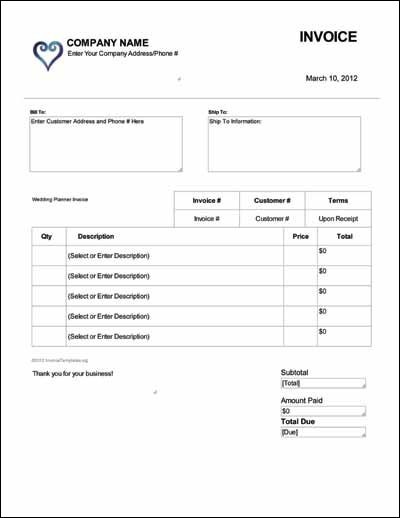 Event Planning Invoice Template Smdlab Document Planner