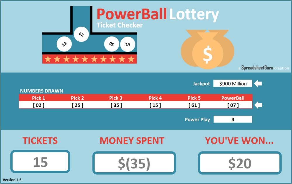 Excel PowerBall Lottery Ticket Checker Spreadsheet The Document Powerball Winning Numbers