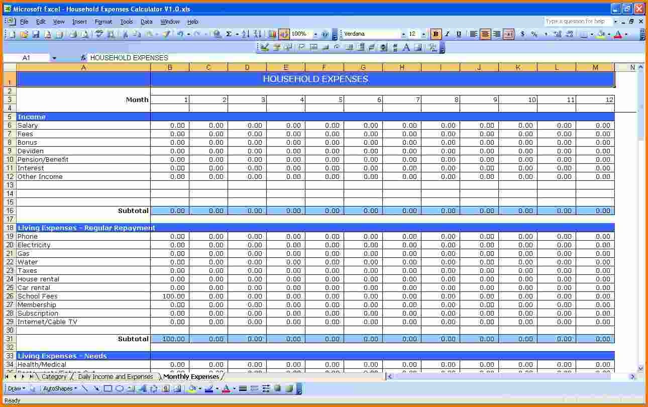 Expense Small Business Spreadsheet For Income And Expenses Xls Daily Document Template