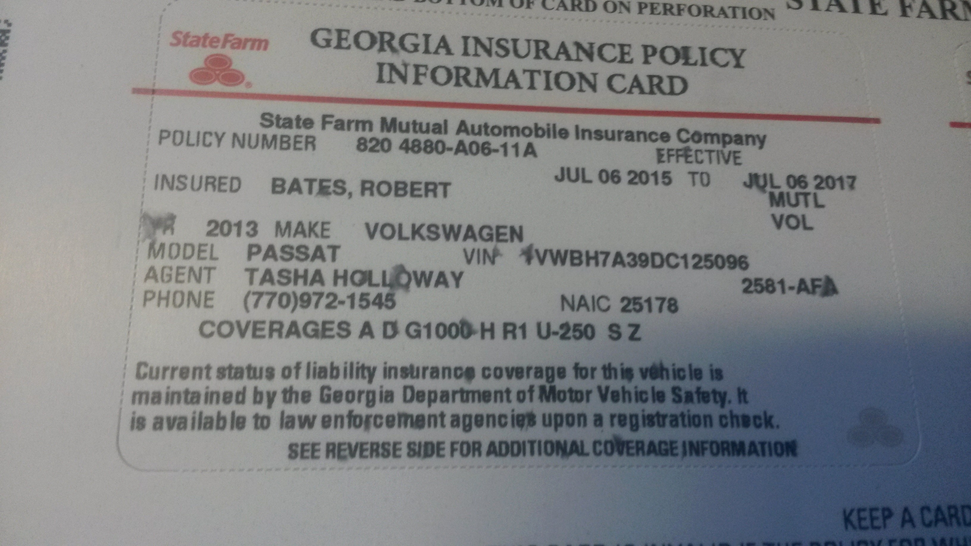 Printable Fillable Fake State Farm Insurance Card Template