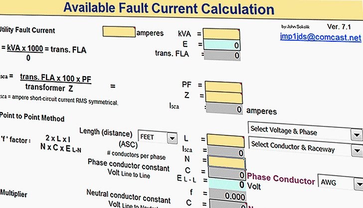 Fault Current Calculation Spreadsheet EEP Document Short Circuit Software Free Download