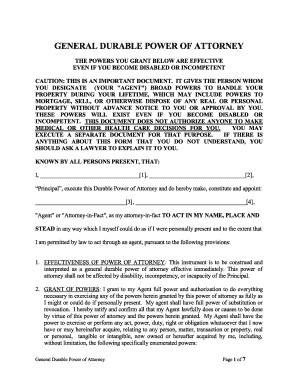 Fillable Online Kentucky General Durable Power Of Attorney For Document Form