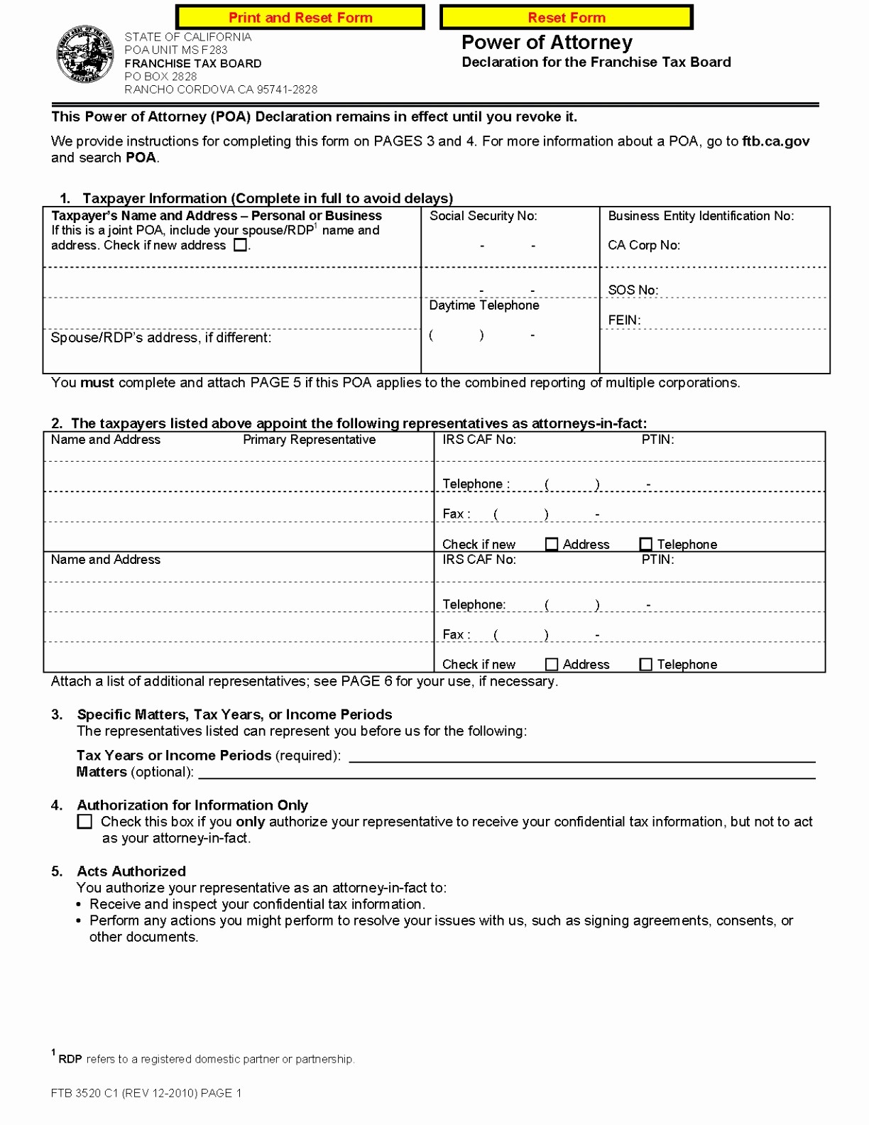 Florida Power Of Attorney Pdf New Irs Durable Document