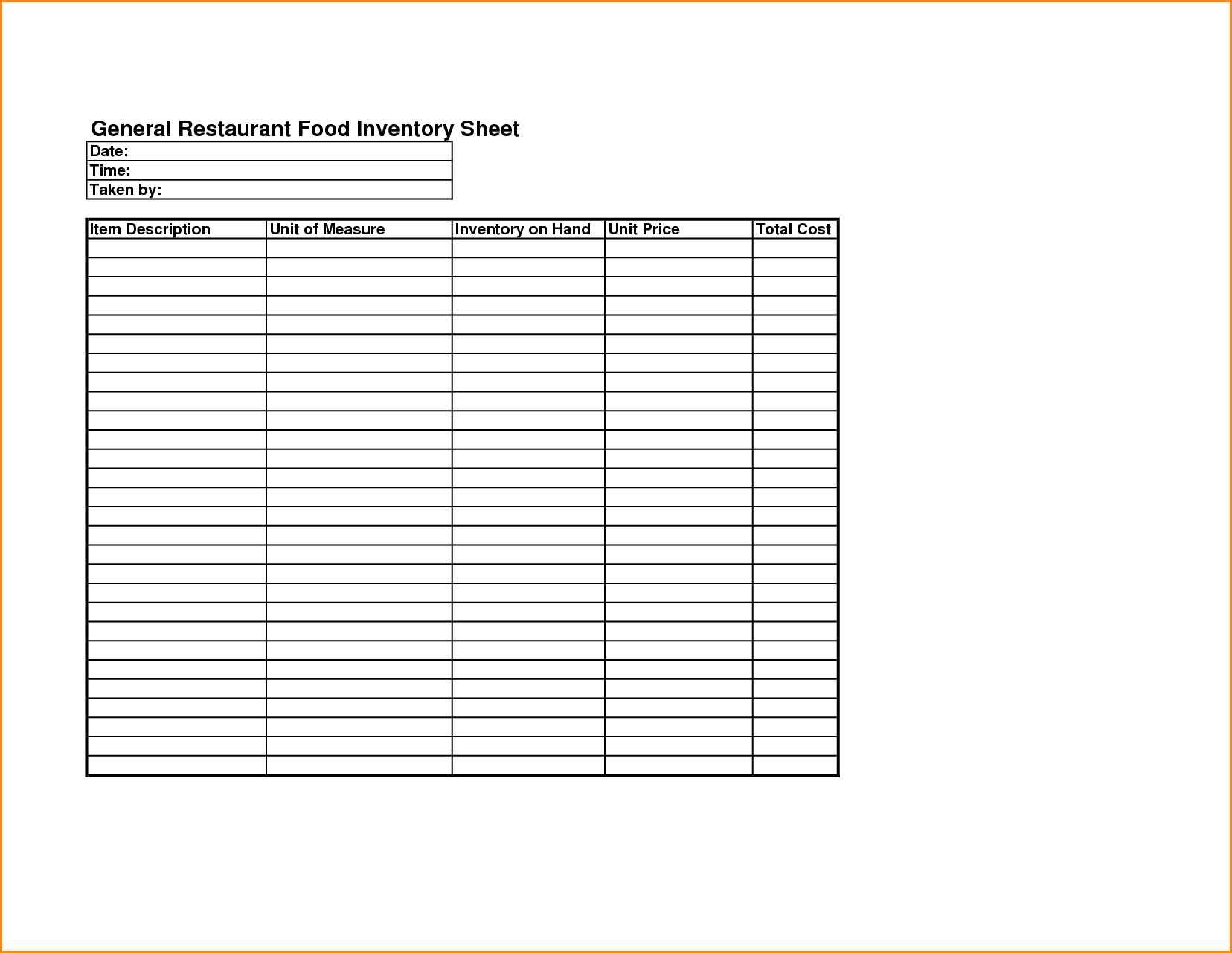 Food Stocktake Template Homebiz4u2profit Com Document