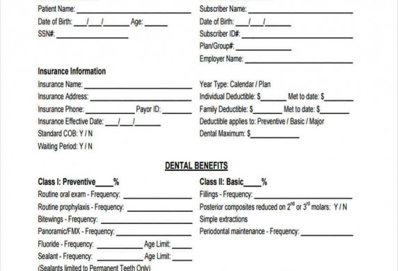 Form Templates Insurance Verification Dental Awful Free Medical Document Template