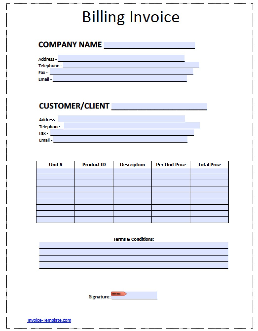Free Blank Invoice Templates In PDF Word Excel Document Plain Template