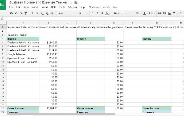 Free Business Income And Expense Tracker Worksheet Taxes Document Template