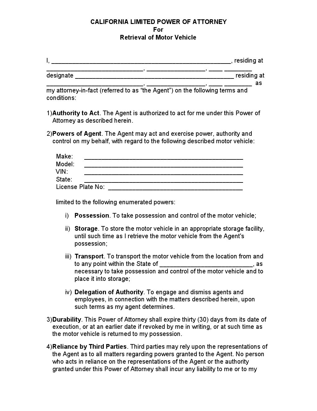 Free California Power Of Attorney Forms Adobe PDF Word Document Form
