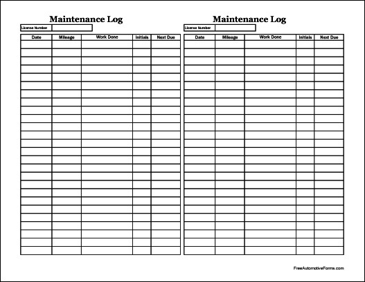 Free Easy Copy Small Simple Automotive Maintenance Log Tall Document Vehicle Book Pdf