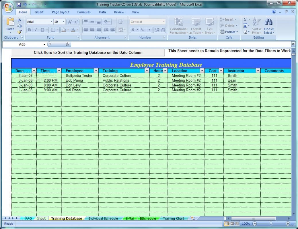 Free Employee Training Tracker Excel Spreadsheet Tutorials For Document Tracking