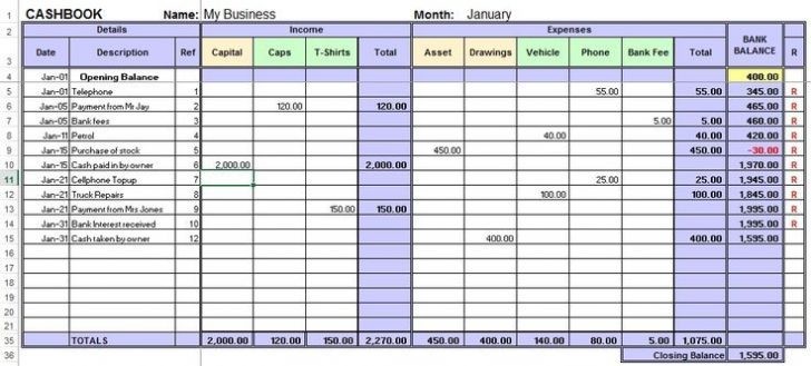 Free Excel Bookkeeping Templates Small Business Accounting Document Spreadsheets For