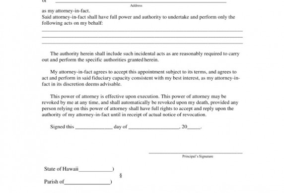 Free Hawaii Limited Power Of Attorney Form PDF Word EForms Document Forms