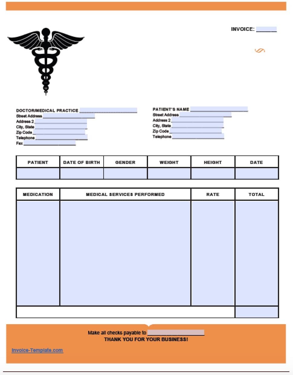 Free Medical Invoice Template Excel PDF Word Doc Document Insurance