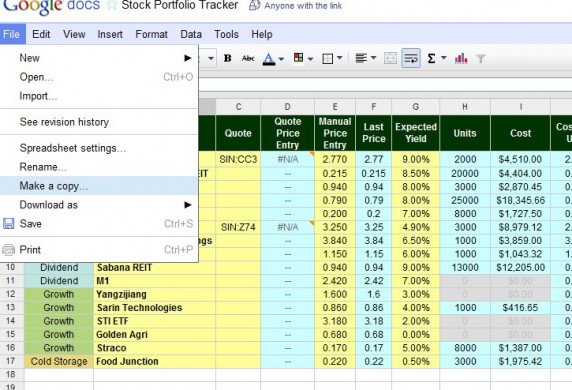 Free Online Investment Stock Portfolio Tracker Spreadsheet Document Tracking